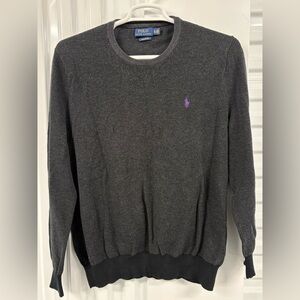 Polo Ralph Lauren Men's Mesh knit cotton crewneck Sweater XLARGE-Grey black